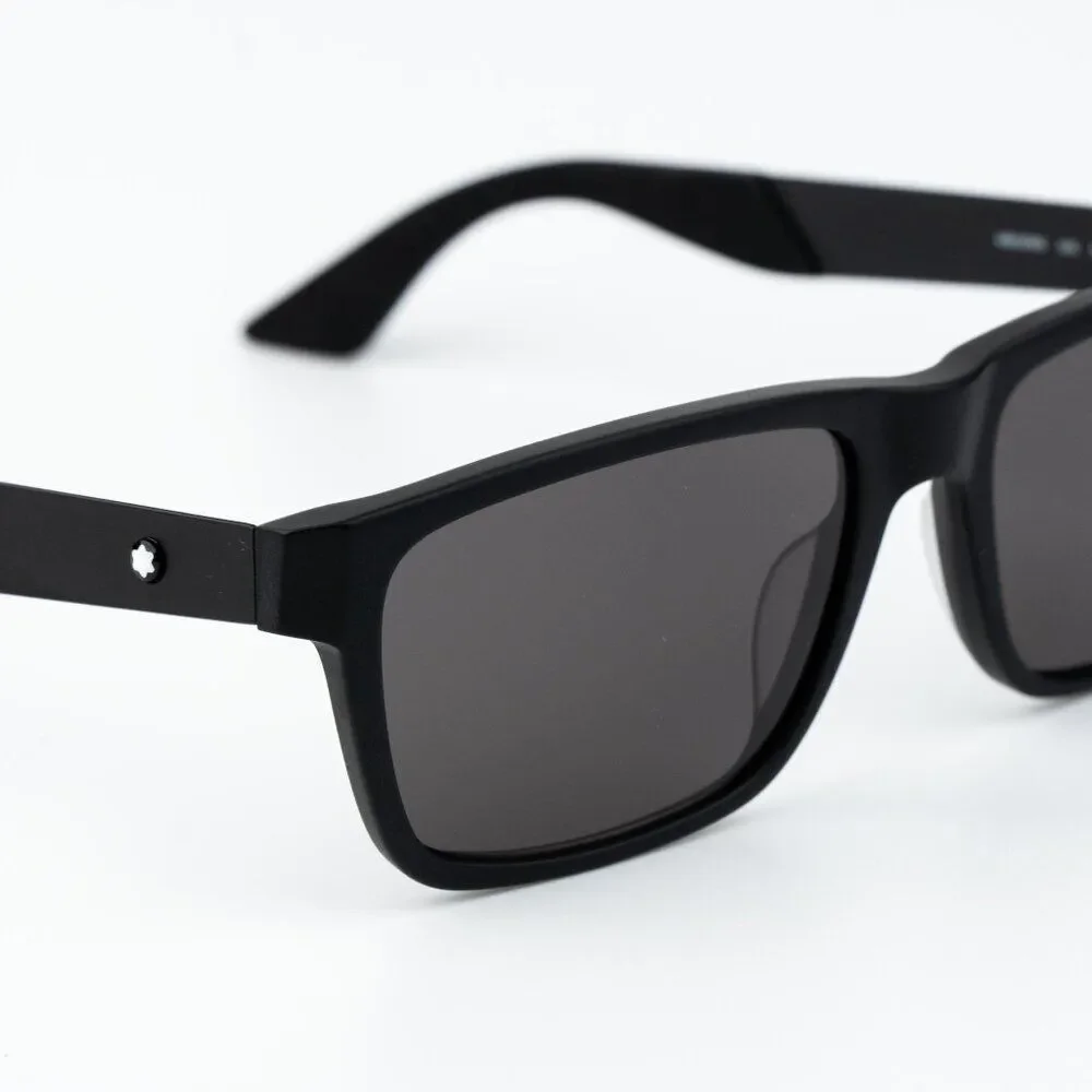 Montblanc Men Sunglasses Matte Black Grey Rectangle MB0299S 005 NEW AUTHENTIC